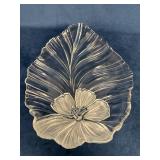 Mikasa Glass Hibiscus Platter with Leaf Design