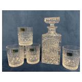 Vintage Lead Crystal Decanter and 5 Rocks Glasses