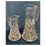 Two Cut Crystal Pitchers with Starburst Motif
