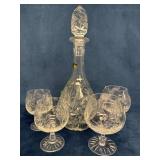 Crystal Decanter and Two Pairs of Snifters, Made i