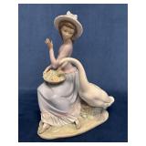Lladro Figurine ï¿½Girl with Swanï¿½ Sculpted Porcelai