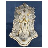 Capodimonte Porcelain Peacock Statuette with Gilt