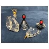 Four Waterfowl Crystal Figurines with Accents