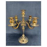 Large Heavy Silver Plate Five-Arm Candelabra