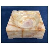 Large Carved Marble Ashtray with Striated Design