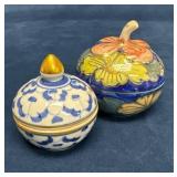 Two Small Benjarong Lidded Trinket Dishes