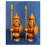 Handmade Wood Russian Soldier Figurines with Shiel