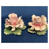 Capodimonte Rose-Shaped Candle Holders