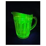 Small Uranium Glass Pitcher With Ribbed Design