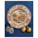 Decor Lot Featuring W. R. Midwinter Plate, Gold Sw