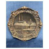 Vintage Metal Souvenir Plate Depicting Berlin with