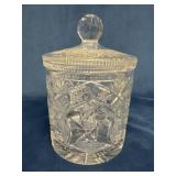Cut Crystal Ice Bucket with Lid and Faceted Handle