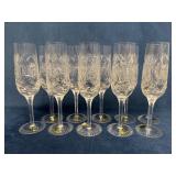 10 Lausitzer Crystal Champagne Flutes with Decorat