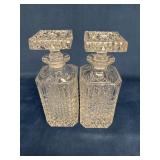 Cut Glass Decanters with Geometric Stoppers