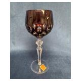 Single Amethyst Cut to Clear Wine Glass by Glashut