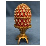 Faberge-Inspired Red and Gold Trinket Box with Mag