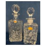 Hand-Cut Lead Crystal Decanters with Stoppers