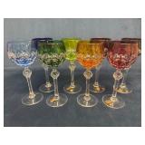 8 Nachtmann Cut-to-Clear Colorful Wine Glasses