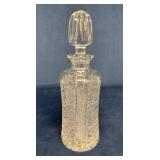 Cut Crystal Decanter With Stopper and Intricate Pa