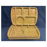 Six Prolon Ware Divided Dining Trays with Marbled