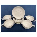 Four Cream Soup Bowls and Plates by Weimar, German