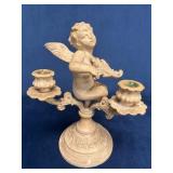 Painted Cast Iron Candelabra With Cherub Motif