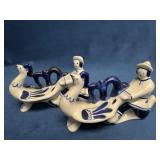 Delft Blue Figurines Featuring Seated Figures and