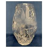 Large Polonia Cut Crystal Vase Made in Poland