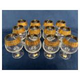 12 Bohemia Snifter Glasses with Gold Rims and Etch