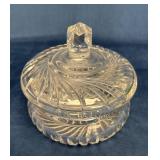 Large Heavy Crystal Candy Dish with Lid and Swirl