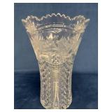 Large Lausitzer Crystal Vase with Floral and Geome