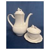 White Porcelain Teapot and Sugar Bowl Set