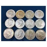 12 Kennedy Half Dollars, Mixed Dates 1964-1969