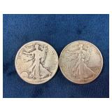 1940s Silver Walking Liberty Half Dollar Coins and