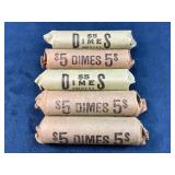$25 Worth of Rolled Dimes in Original Wrappers
