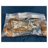 45 Wheat Pennies in Plastic Bag