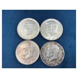 4 Kennedy Half Dollars ï¿½ 1964 Silver Coins