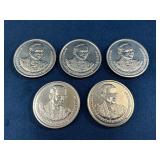 5 Thai Commemorative Nickel Coins Featuring King R