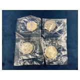 4 Franklin Half Dollar Coins, 90% Silver, 1954