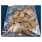 100 Wheat Pennies in Plastic Bag