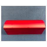 Red Wooden Storage Box With Hinged Lid and Interio