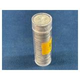 Roll of 1964 Roosevelt Dimes in Clear Plastic Tube