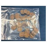 50 Wheat Pennies in Plastic Bag