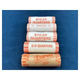 $50 Worth of Rolled Quarters in $10 Increments