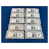 10 U.S. $1 Silver Certificates, Series 1935 and 19