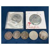 2 Liberty Head Nickels, 3 Indian Head Pennies, Sus