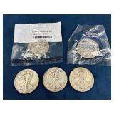 Five Liberty Walking Half Dollars (1943-1945)