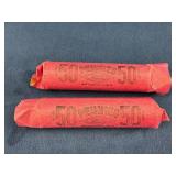 Two Rolls of Wheat Pennies in Original Red Paper W