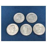 Five 1979 Susan B. Anthony US Dollar Coins