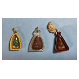 3 Buddhist Amulets in Various Casings